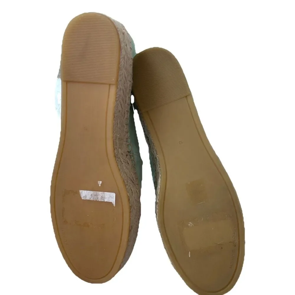 New Tory Burch Everly Platform Espadrille - Sea Bubble Suede Size 10